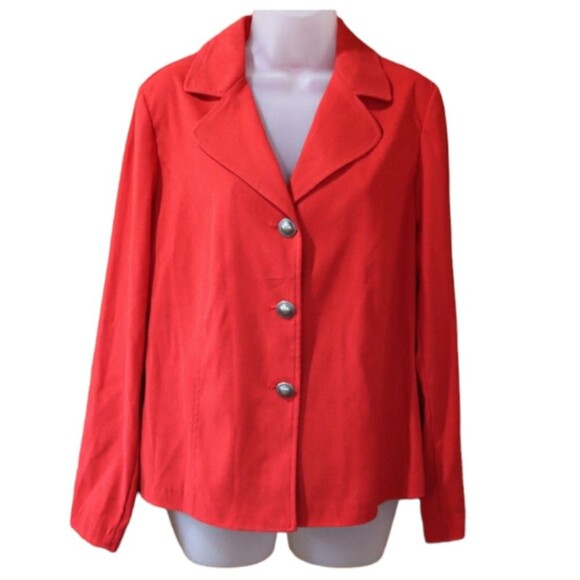 Sag Harbor Red 3 Button Blazer Vintage 90s Metal Buttons Small - Picture 1 of 10